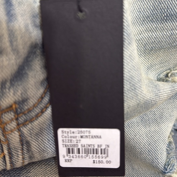 NWT One Teaspoon Trashed Saints Boyfriend Jeans Montanna Size 27 - Picture 9 of 9